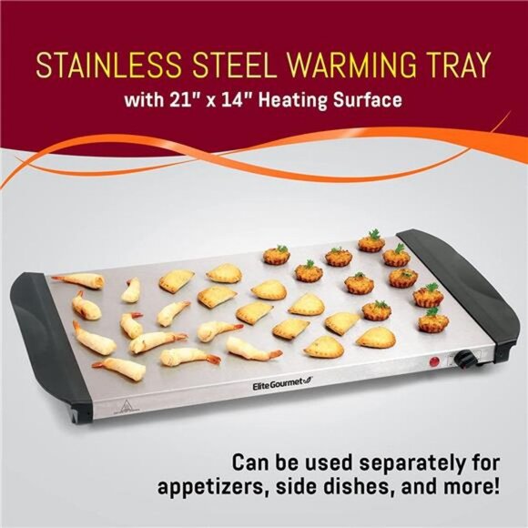 Elite Gourmet EWM-6171 7.5 Quart Triple Buffet Server Food Warmer, 3 x 2.5Qt - Picture 2 of 7